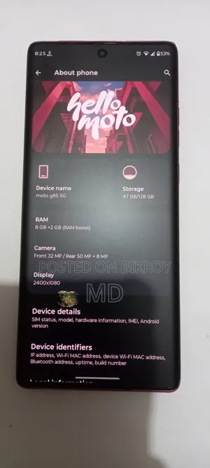 মোটরোহলা মোটো জি৮৫ ১২৮ জিবি পিংক