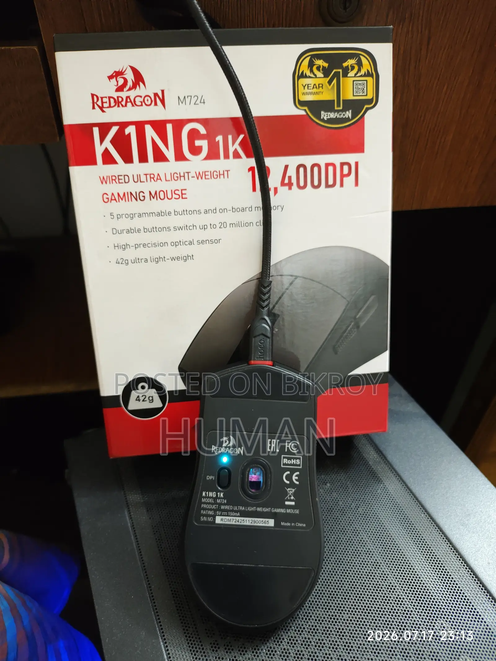 Redragon K1NG M724 Wired Gaming Mouse(7 মাসের ওয়ারেন্টি পাবেন )