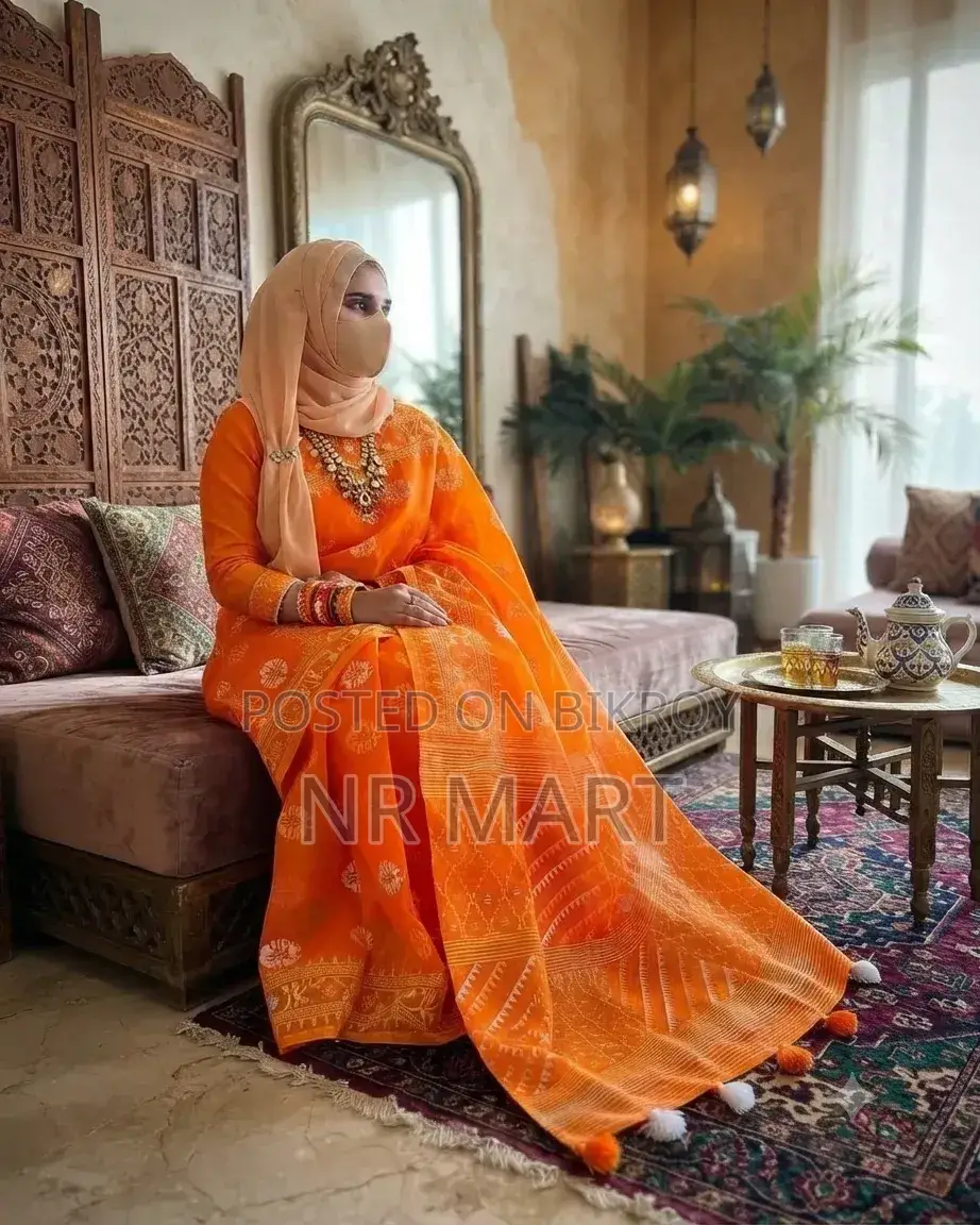 জামদানি প্রিন্ট হাফ সিল্ক শাড়ি