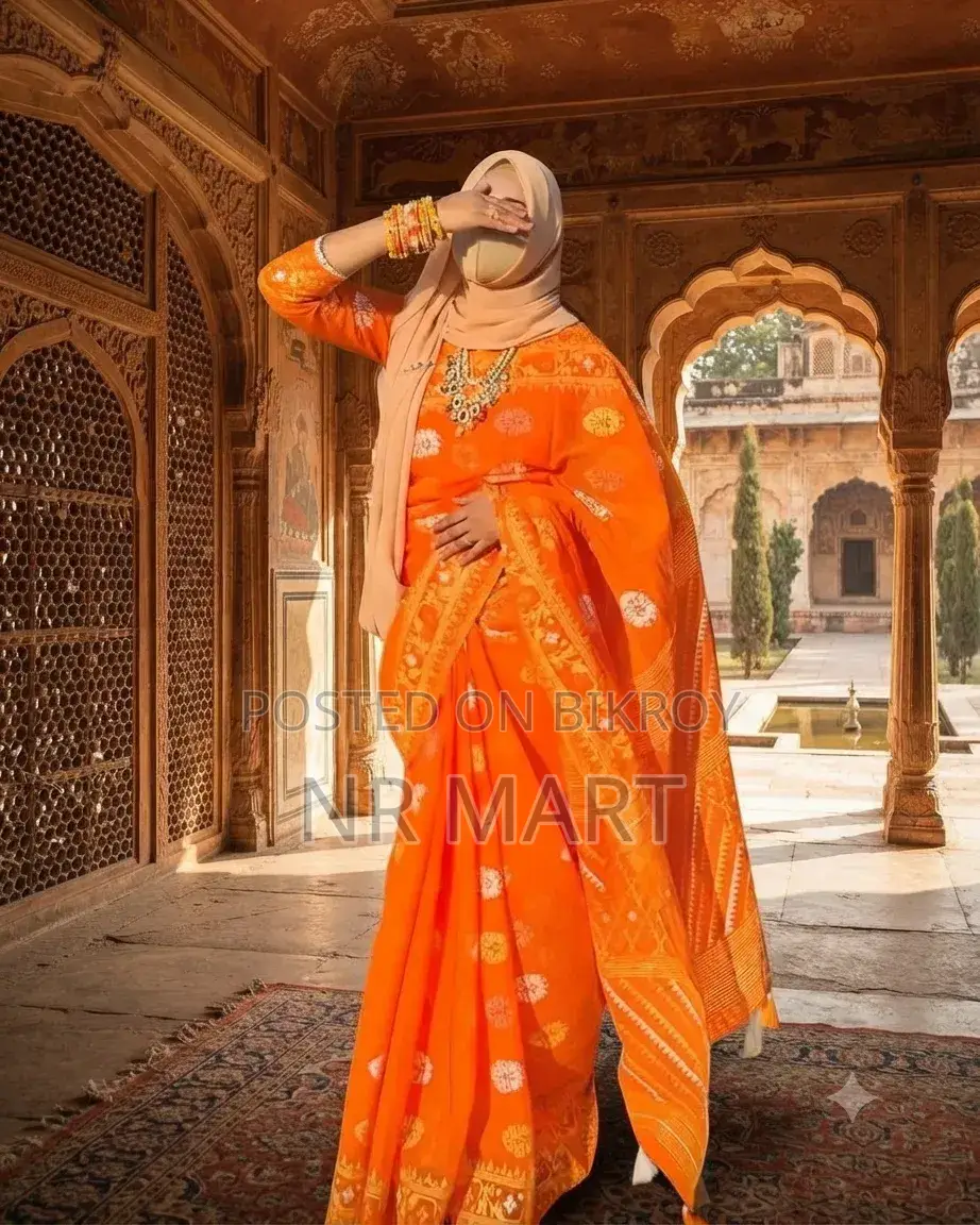 জামদানি প্রিন্ট হাফ সিল্ক শাড়ি