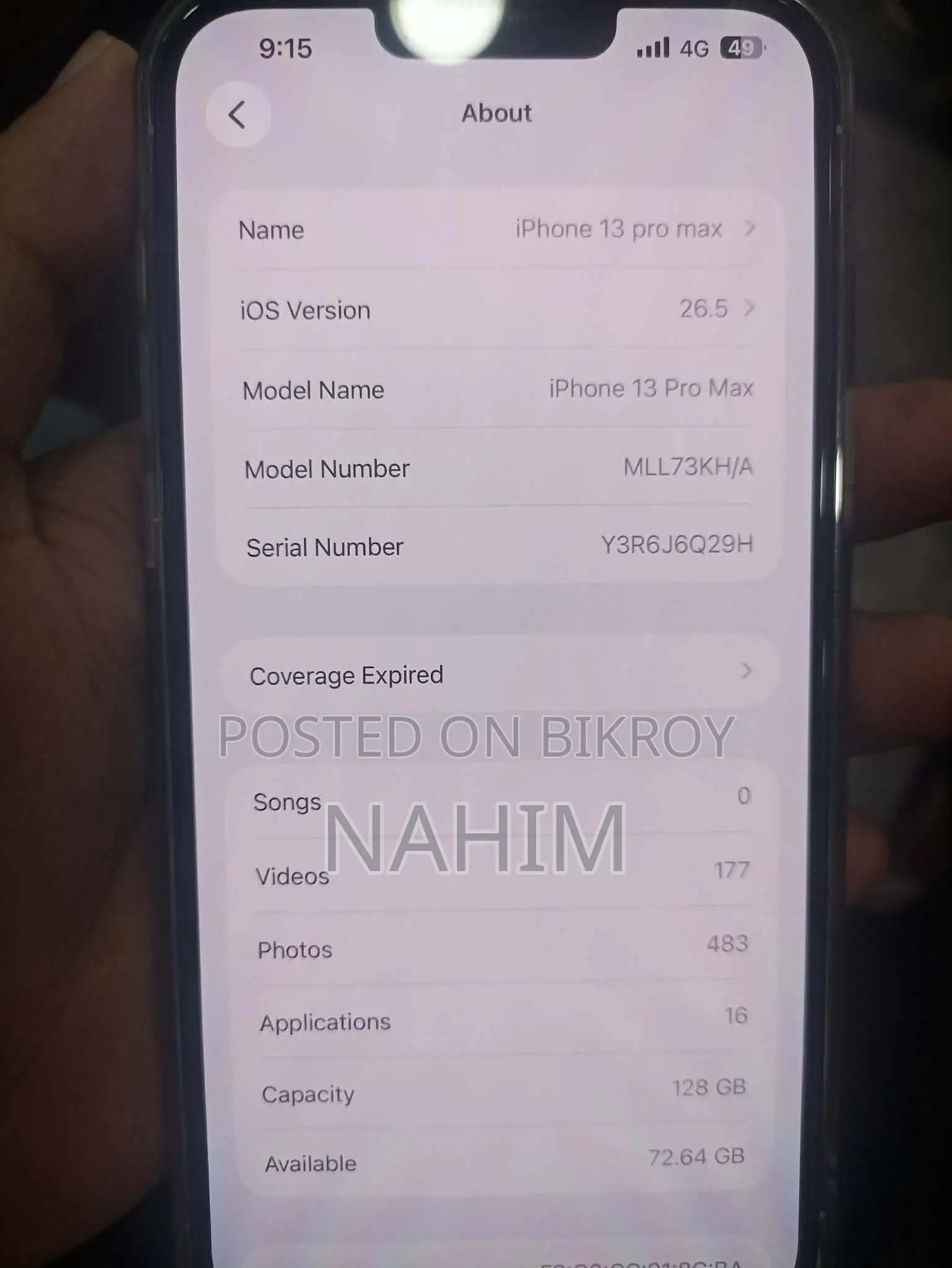 Apple iPhone 13 Pro Max ১২৮ জিবি হোয়াইট