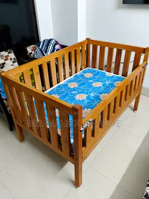 Custom-Made Mahogany Baby Cot With Mattress 4x2.5 Ft