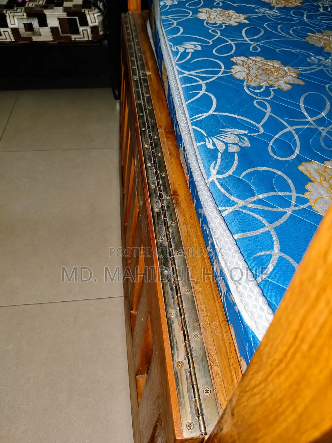 Custom-Made Mahogany Baby Cot With Mattress 4x2.5 Ft