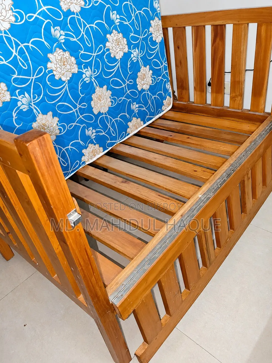Custom-Made Mahogany Baby Cot With Mattress 4x2.5 Ft
