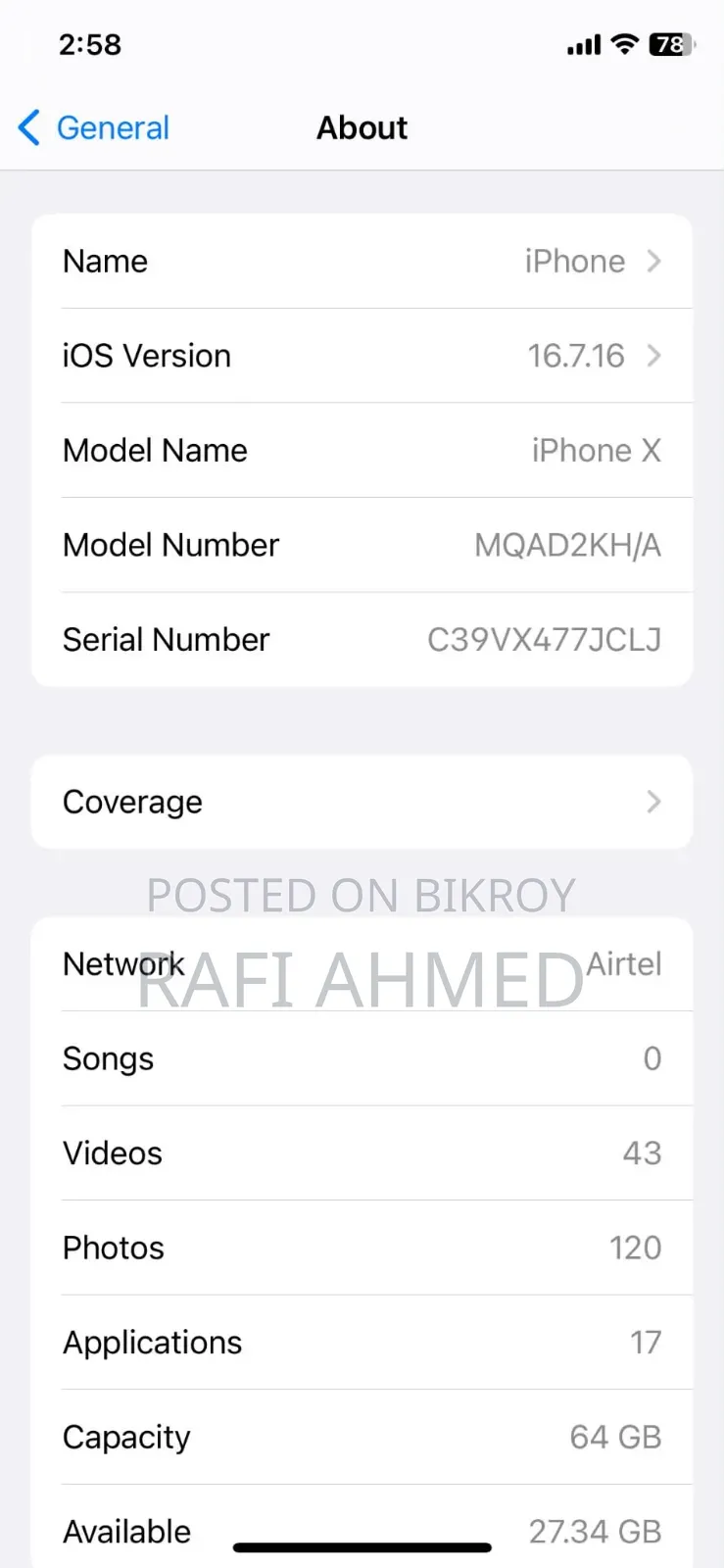 Apple iPhone X 64 GB White