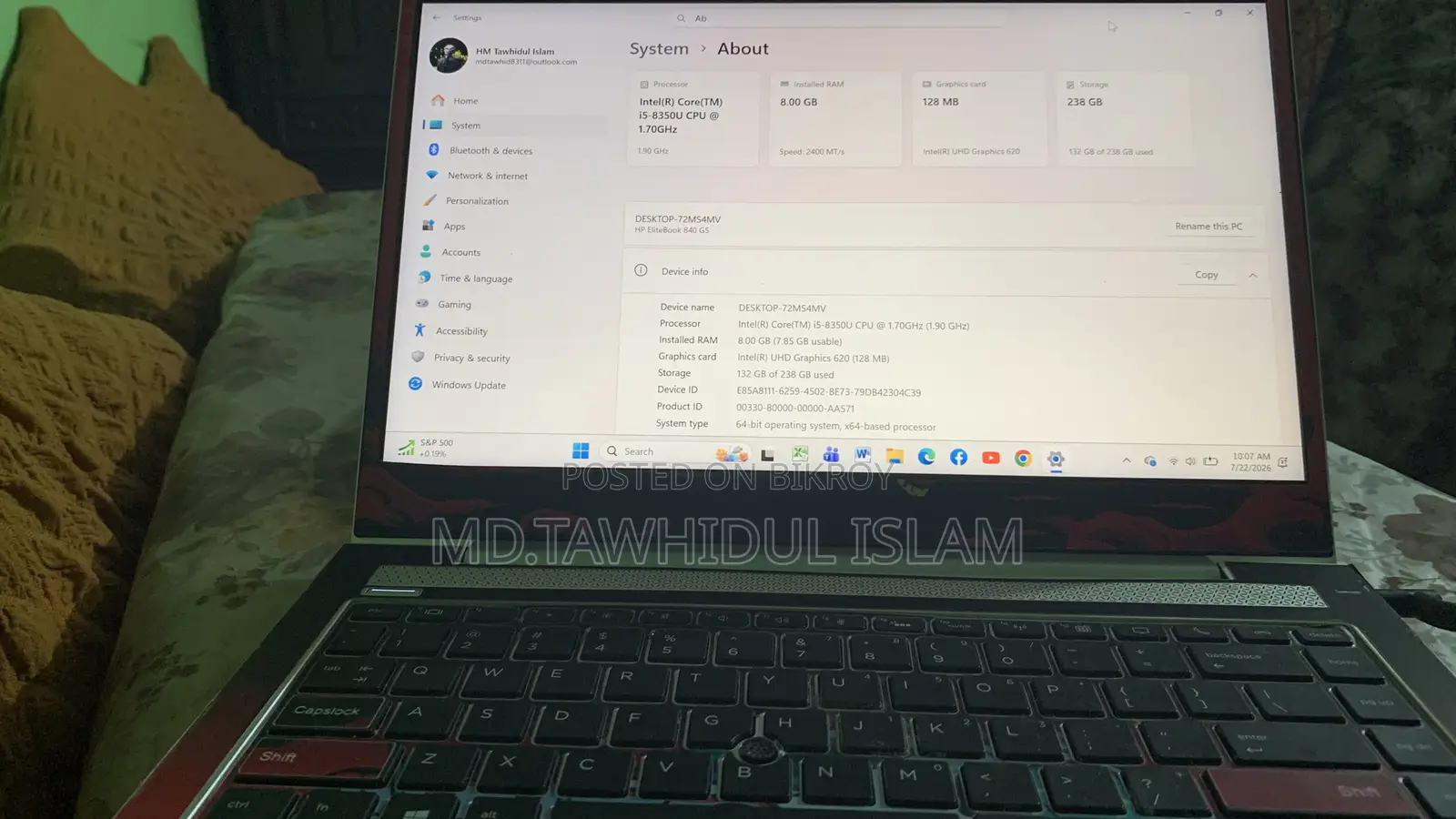 New Laptop HP EliteBook 840 G8 8GB Intel Core I5 SSD 256GB