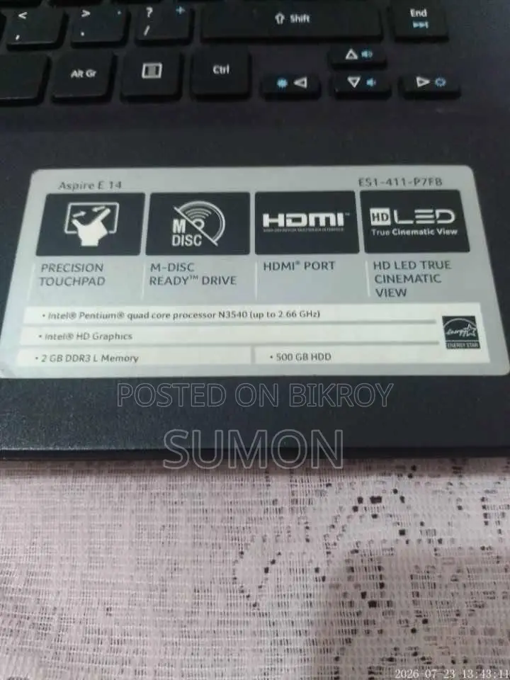 Laptop Acer Aspire ES1-411 4GB Intel Pentium HDD 500GB
