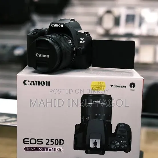 Canon EOS 250D Full Setup for Sale – 50mm Lens + 2 Batteries