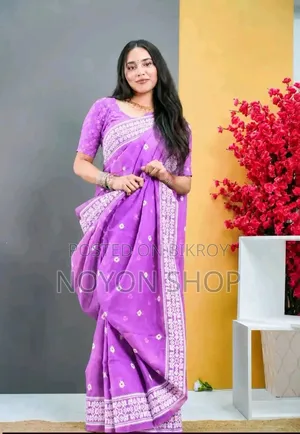 হাফ সিল্ক স্ক্রিন প্রিন্ট শাড়ি