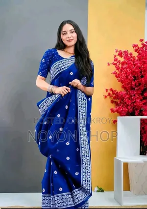 হাফ সিল্ক স্ক্রিন প্রিন্ট শাড়ি
