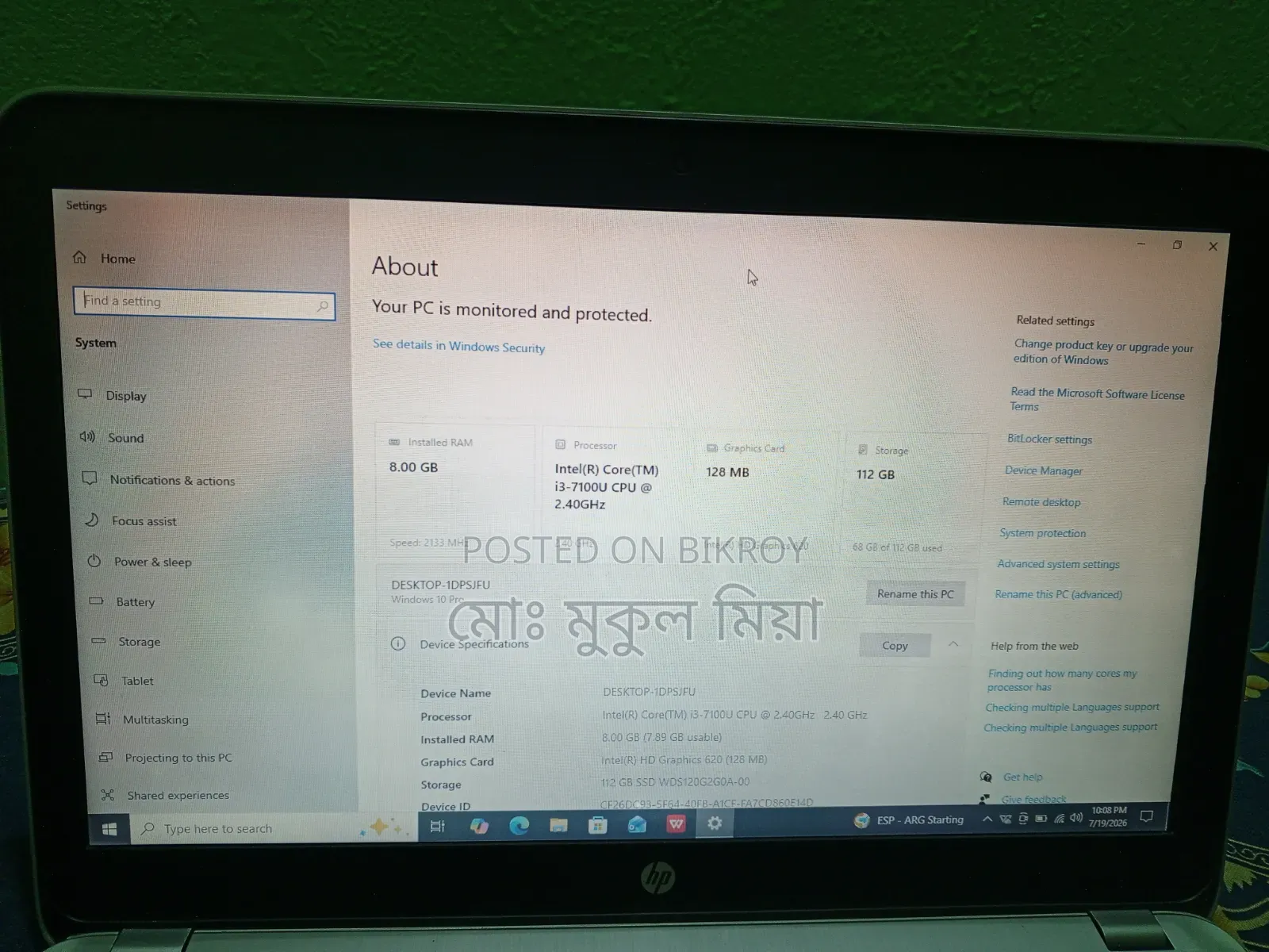 Laptop HP EliteBook 850 G2 8GB Intel Core i3 SSD 128GB