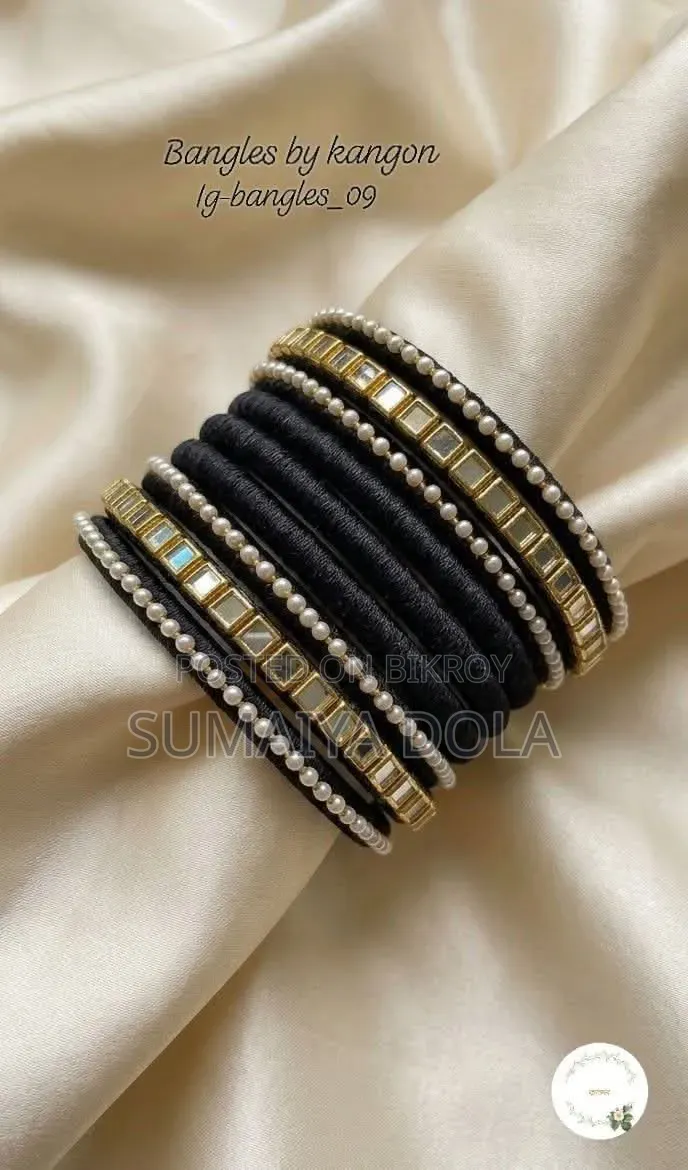 Thread and Kundan Bangles