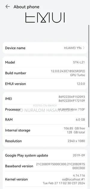 Huawei Y9s 128 GB Gray