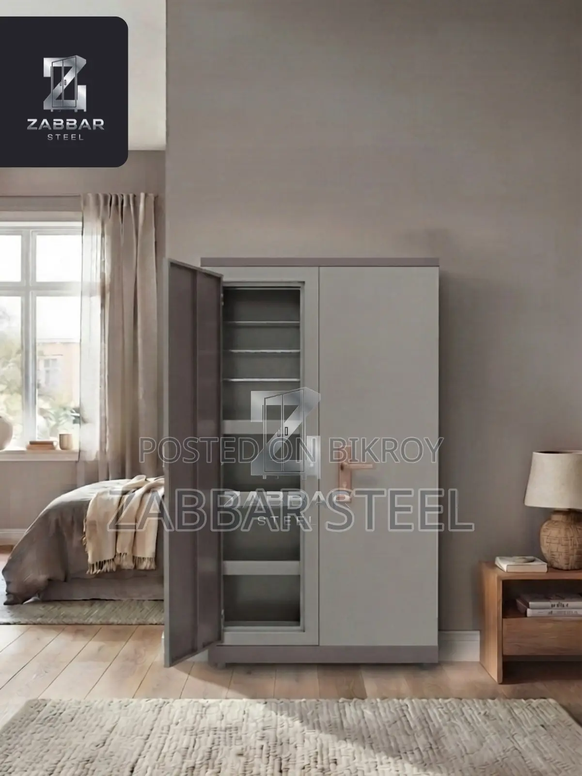 Sturdily Built Modern 2-Door Steel Almirah