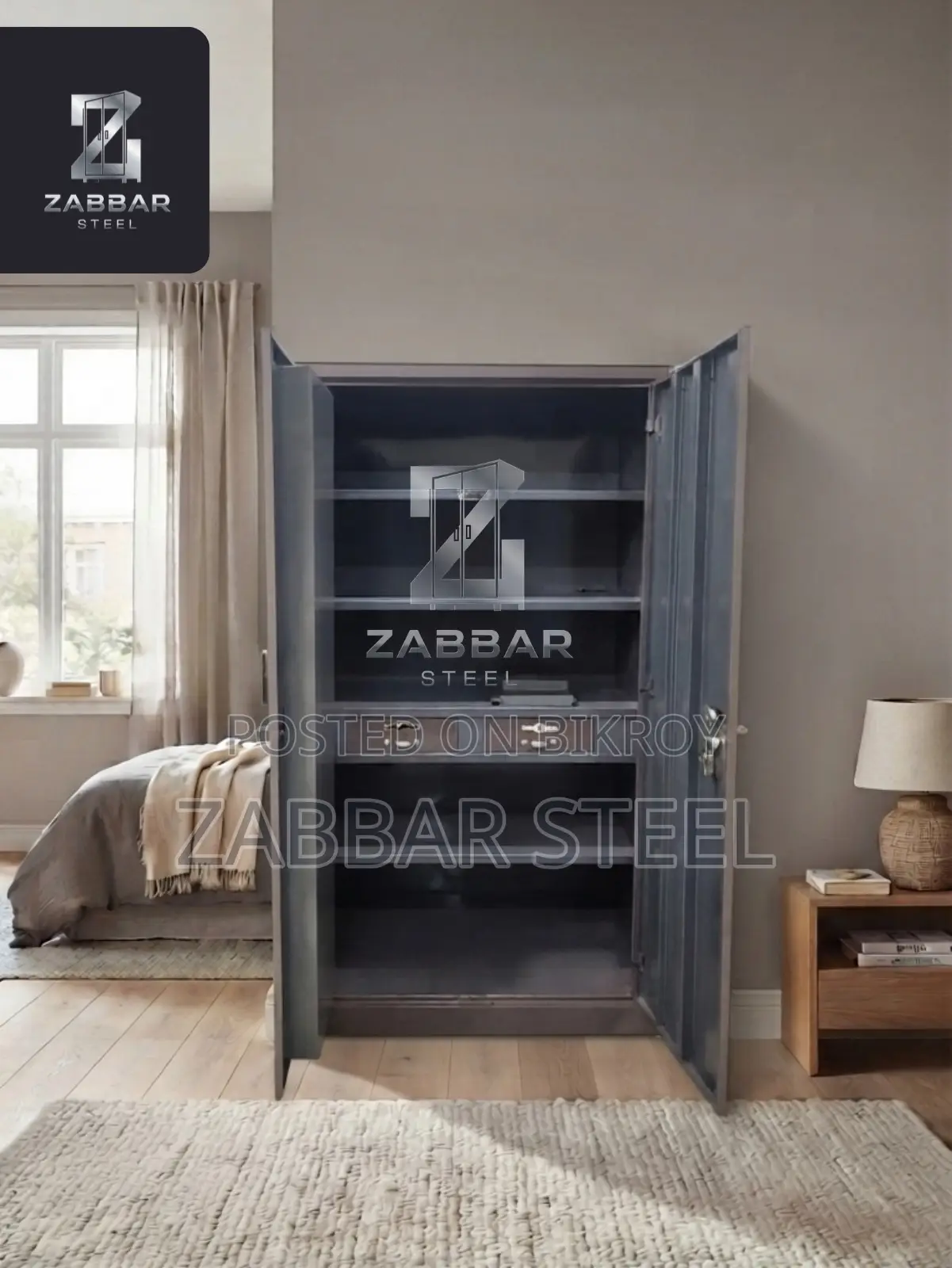 Sturdily Built Modern 2-Door Steel Almirah