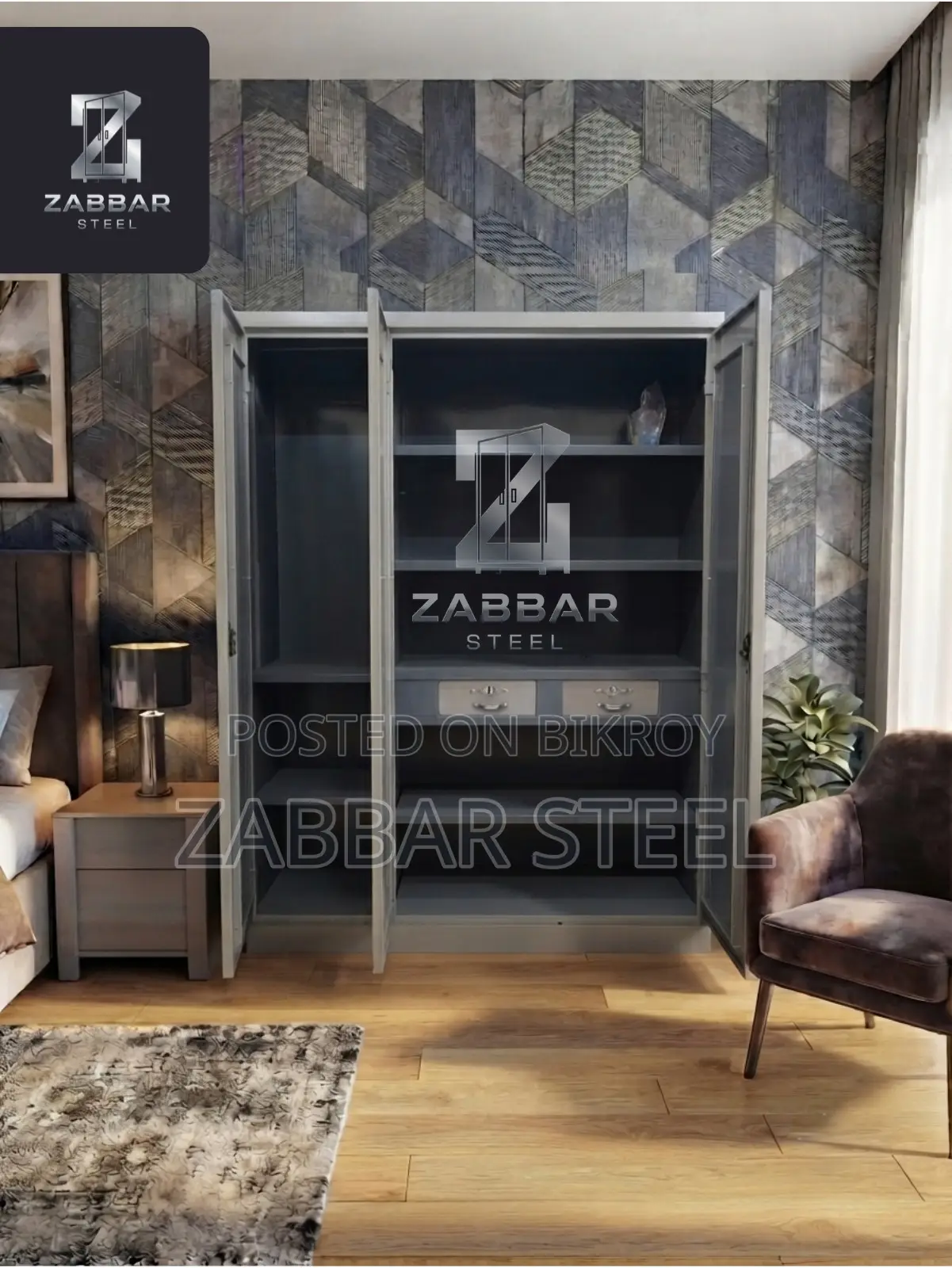 Jabbar Steel Stylish 3-Door Almirah