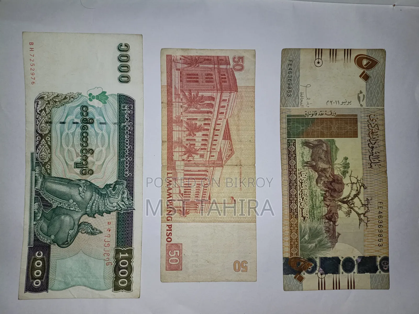 Note collection of various countries for collectors.