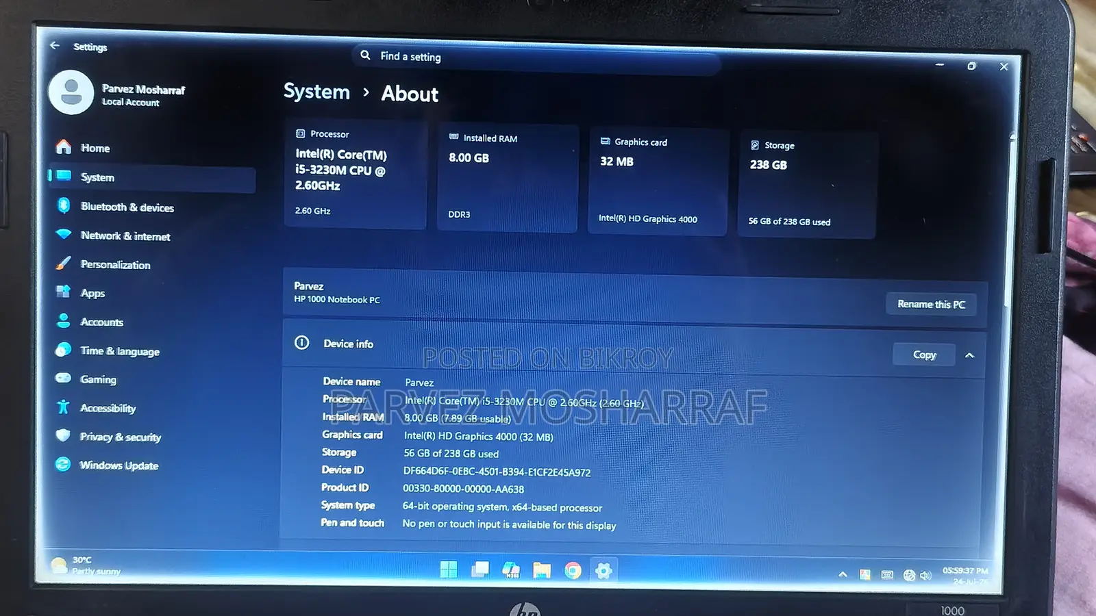 Laptop HP Pavilion 15 8GB Intel Core I5 SSD 256GB