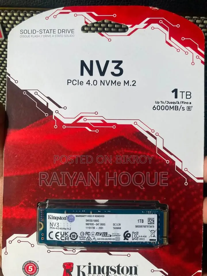Kingston NV3 1TB M.2 PCIe Gen 4.0 NVMe SSD