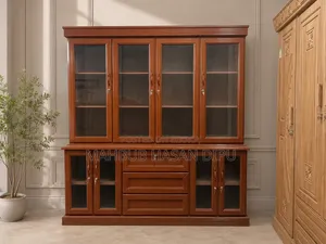 লাক্সারি মেহগনি কাঠের গ্লাস ডোর ক্যাবিনেট