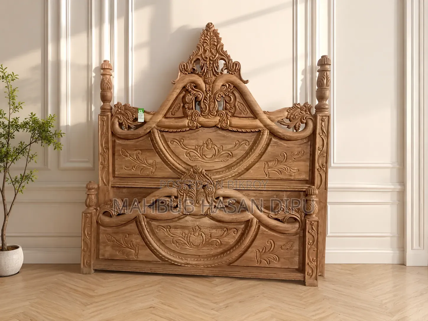 Luxury Royal Teak Wood Semi-Box Bed