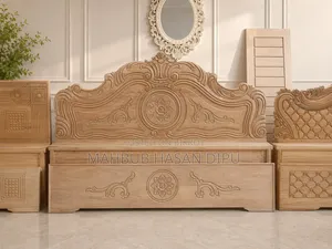 Luxury Mahogany Wood Semi-Box Bed