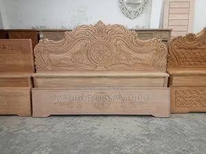 Luxury Mahogany Wood Semi-Box Bed