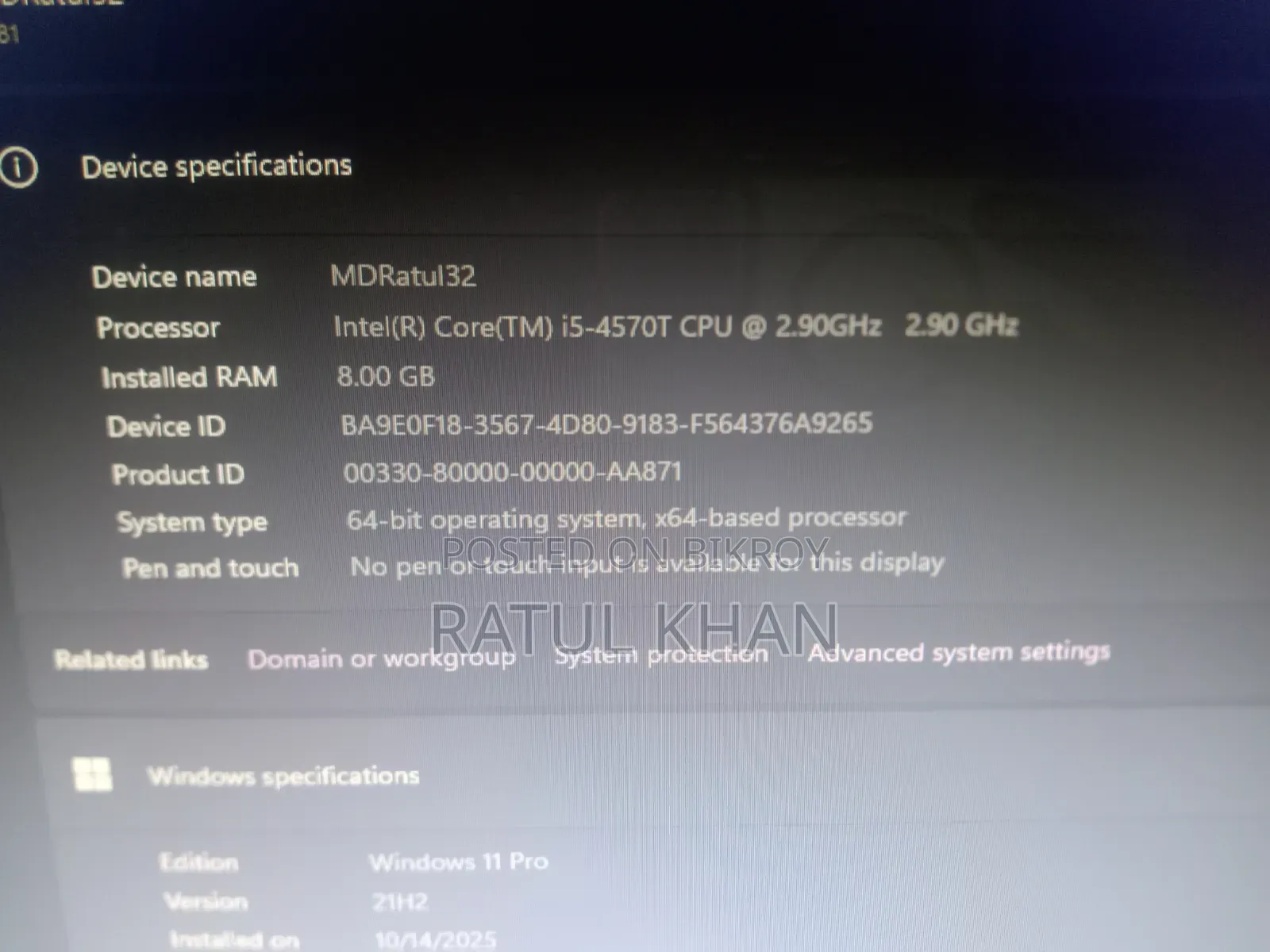 Desktop Computer 8GB RAM Intel Core i5 HDD+SSD 128GB