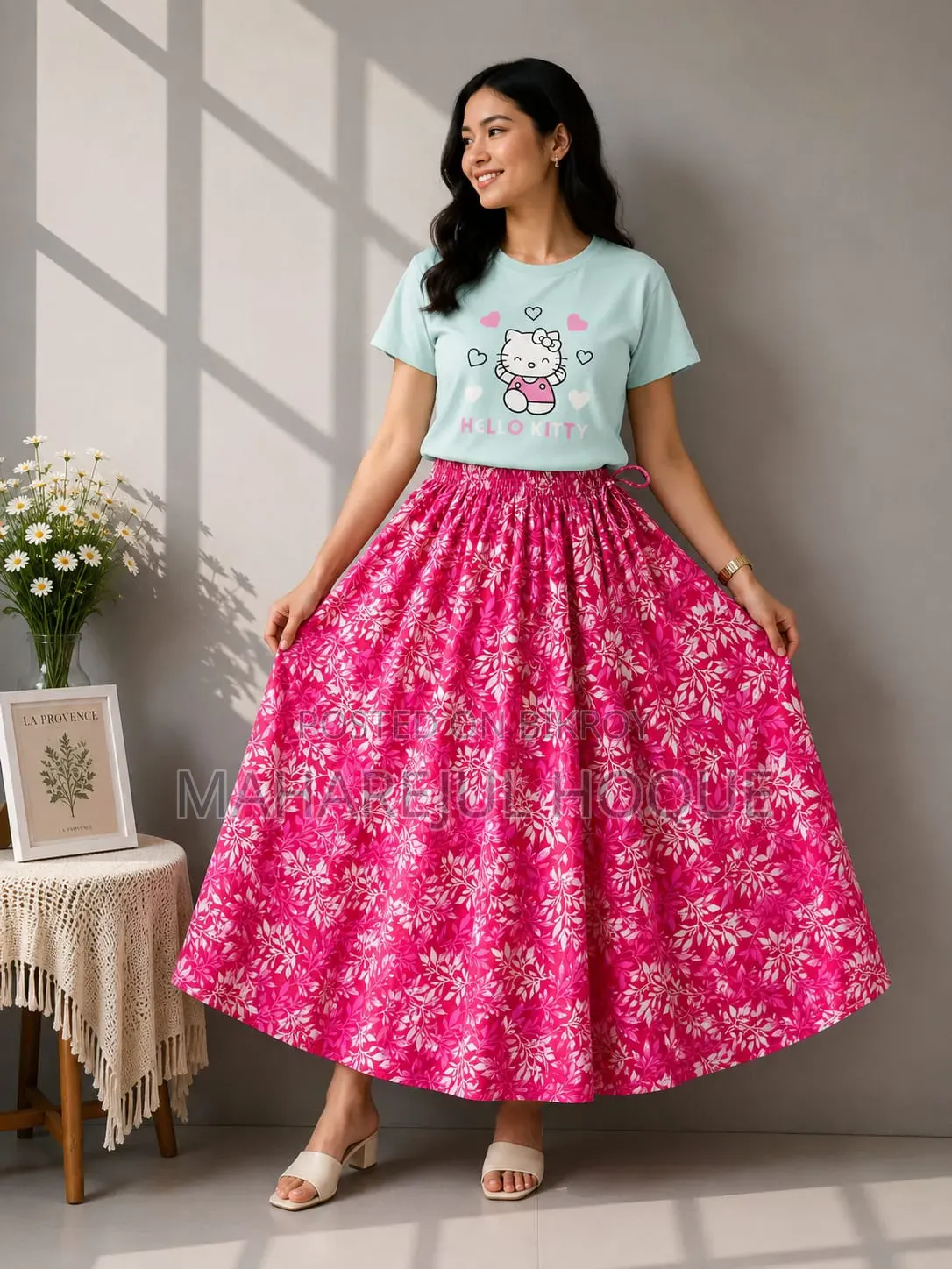 Linen Skirt and Tshirt Set