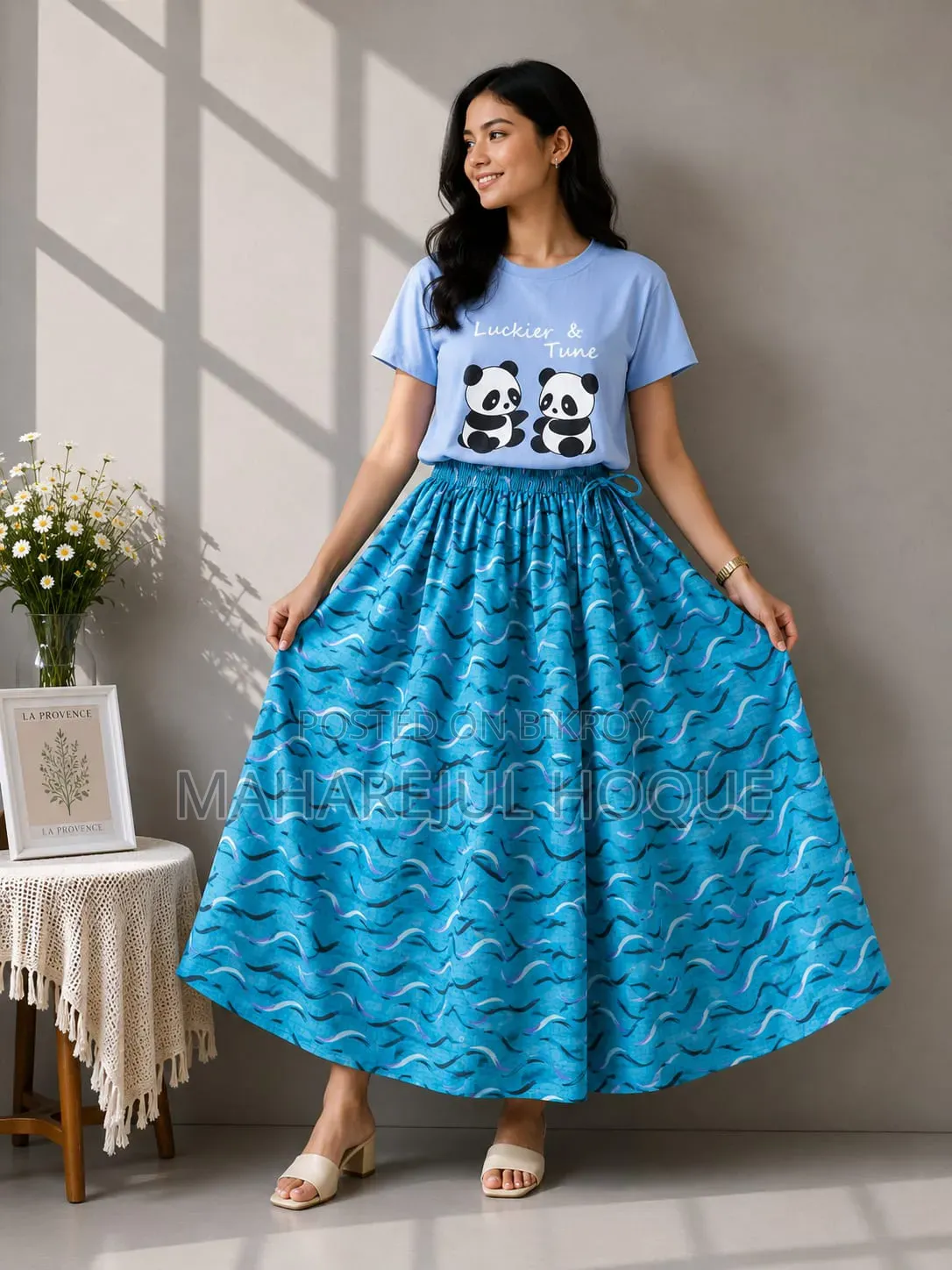 Linen Skirt and Tshirt Set