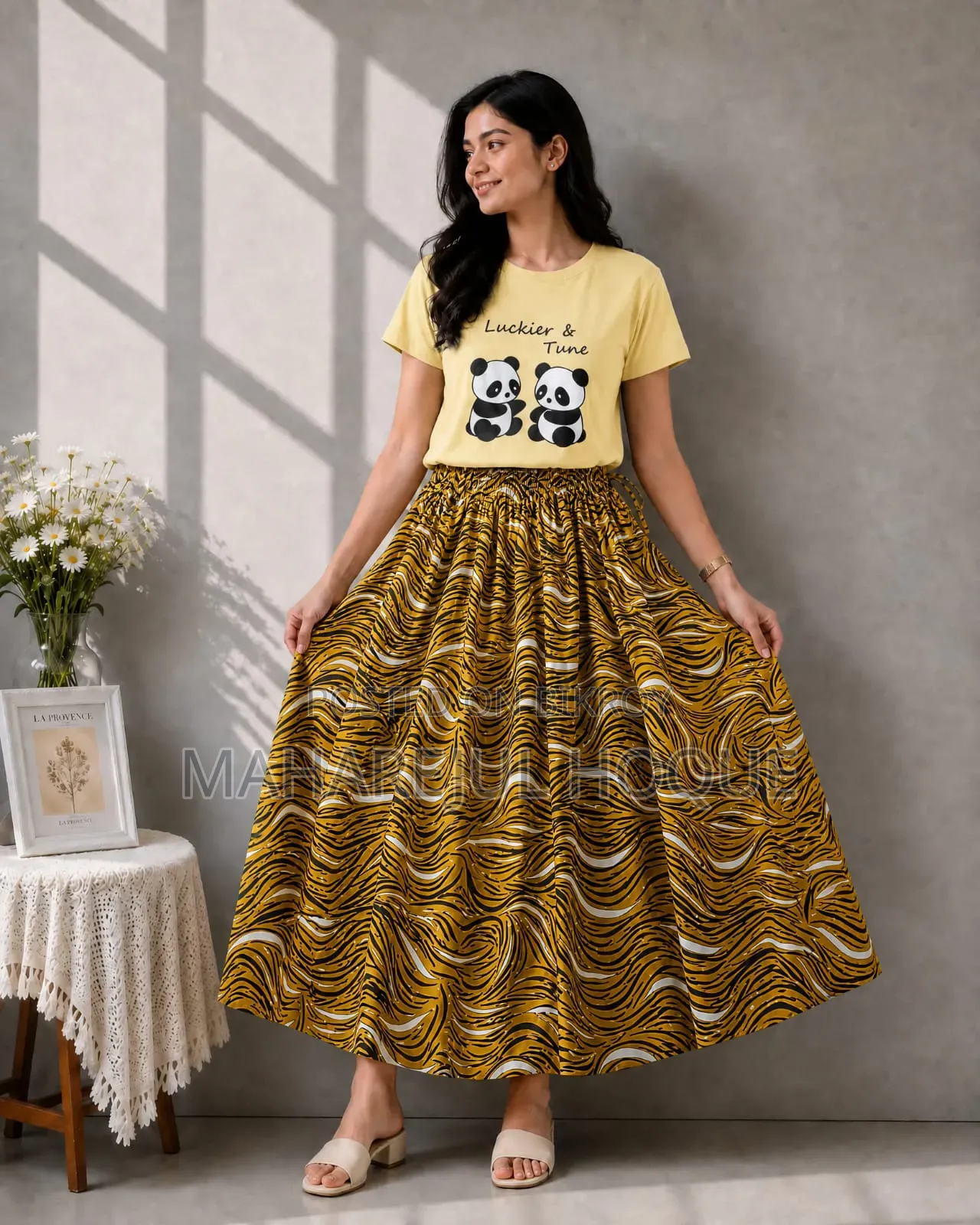 Linen Skirt and Tshirt Set