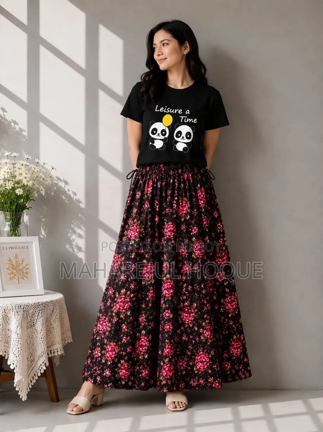 Linen Skirt and Tshirt Set