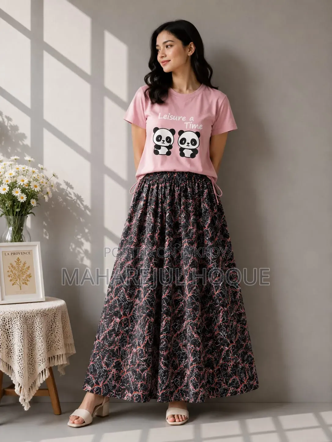 Linen Skirt and Tshirt Set