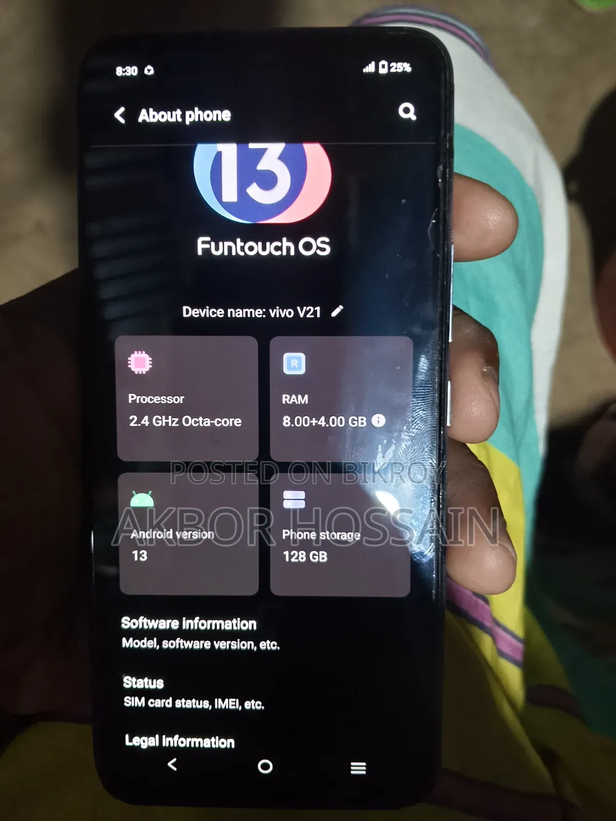 Vivo V21 128 GB Gray