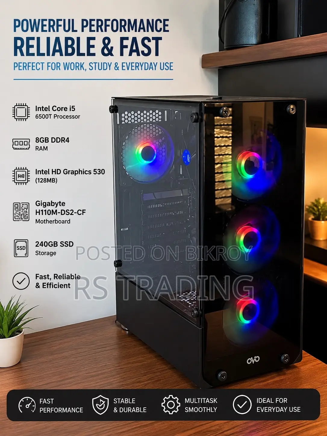 Desktop Computer 8GB Intel Core i5 SSD 256GB
