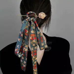 Hair Sticks Chinese Style Elegant Women's Long Ribbon Hair Stick Clip