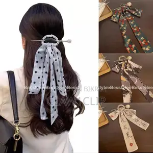 Hair Sticks Chinese Style Elegant Women's Long Ribbon Hair Stick Clip