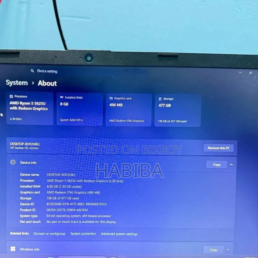Laptop HP 15s 8gb Amd Ryzen 5 SSD 512gb