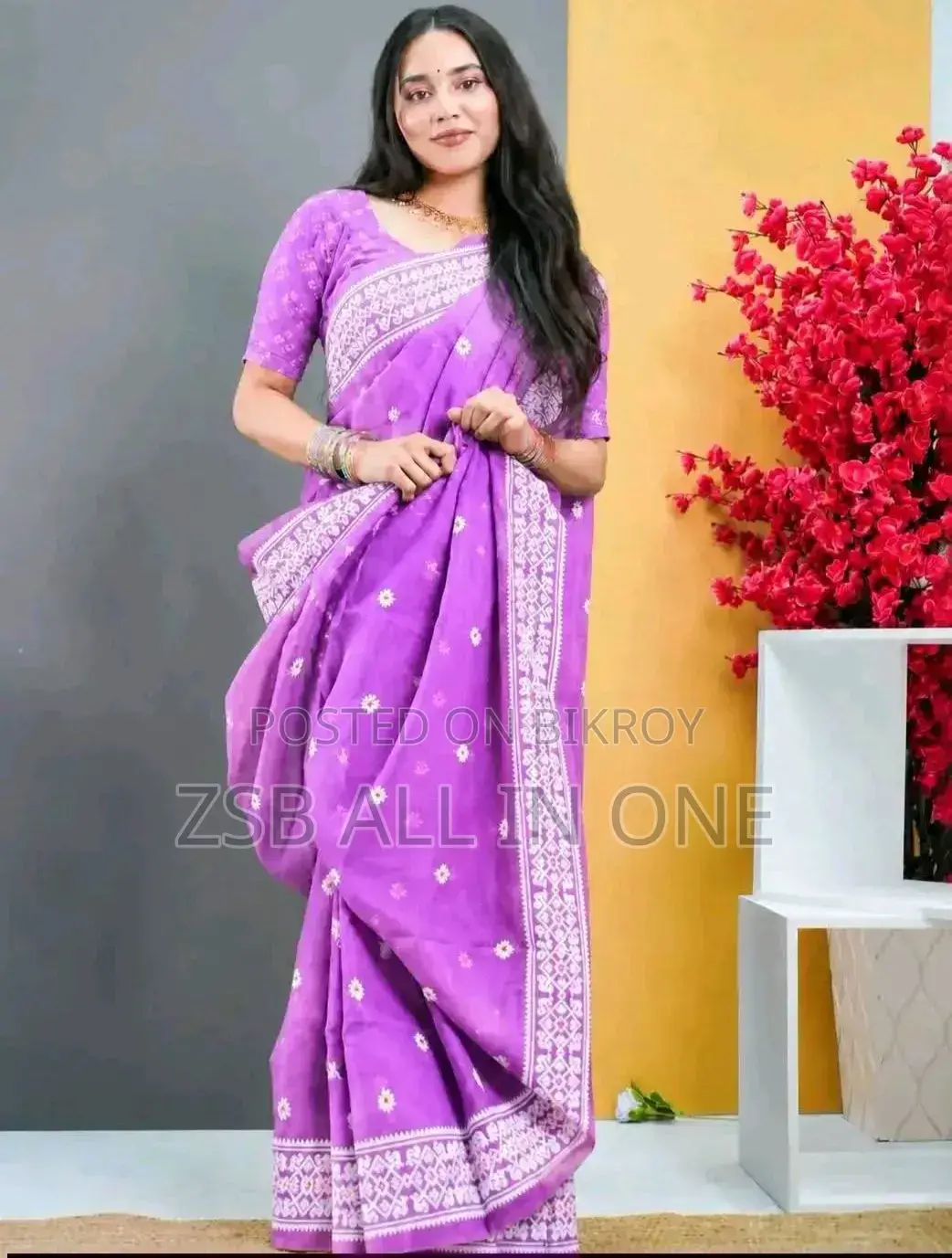 Half Silk Screen Print Saree