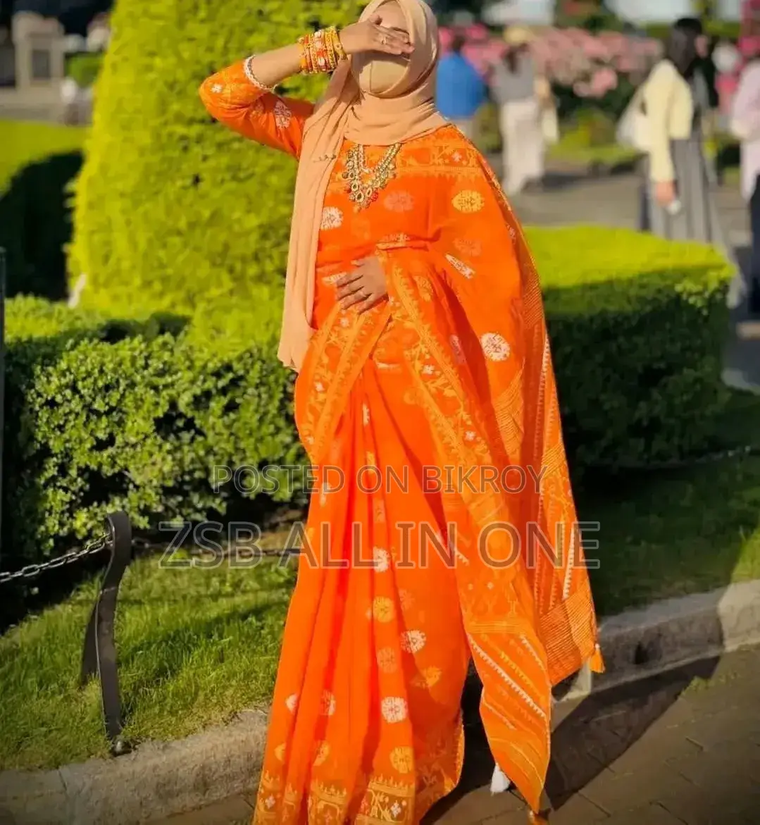 Half Silk Screen Print Saree