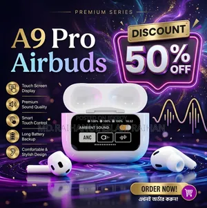 A9 Pro Smart Touch Screen Wireless Airbuds With (ANC)