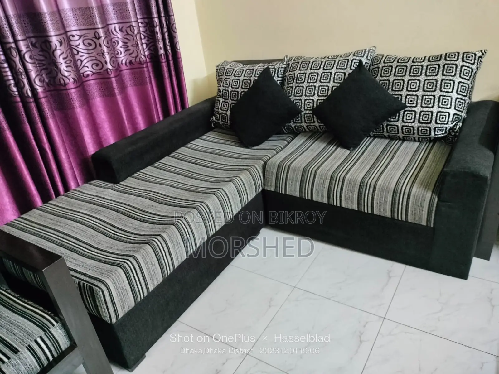 এল শেপড সোফা এবং ২টি সিঙ্গেল সিটার