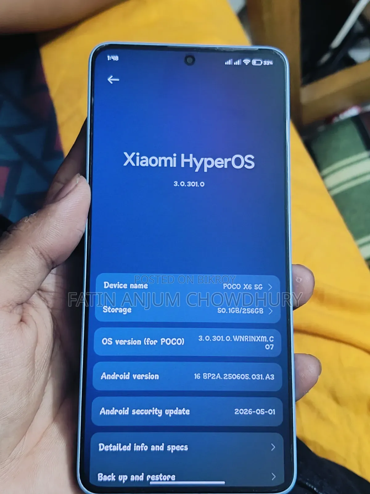 শাওমি পোকো এক্স৬ ২৫৬ জিবি নীল