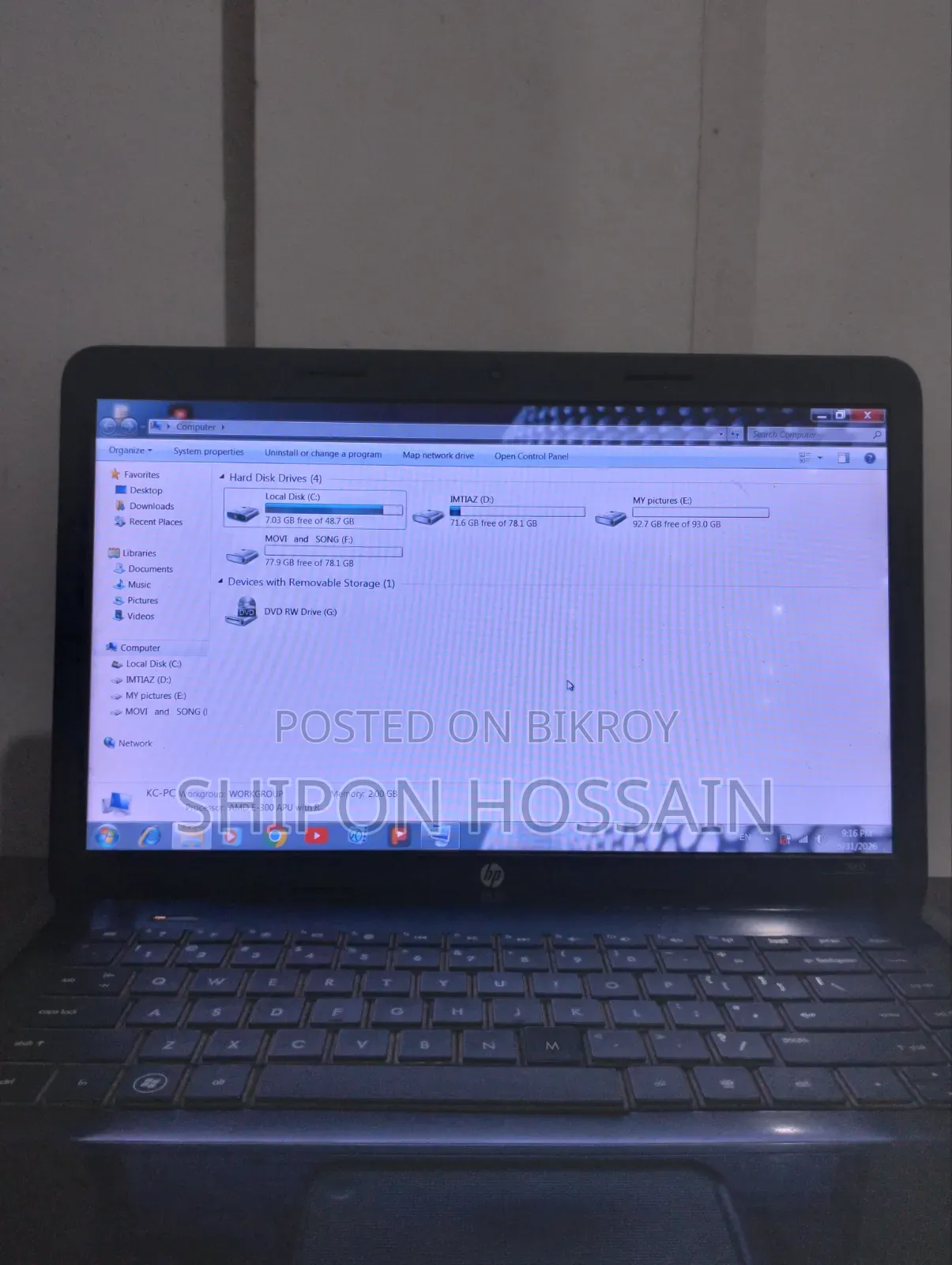 Laptop HP Compaq Presario M2000 2GB Intel Core i3 HDD+SSD 512GB