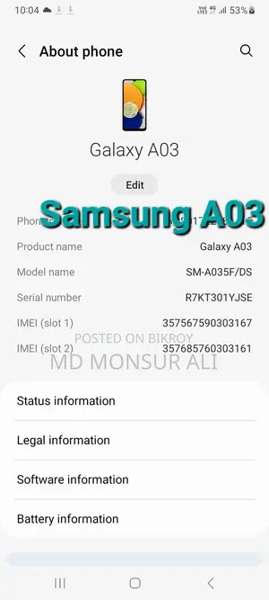 Samsung Galaxy A03 32 GB Black