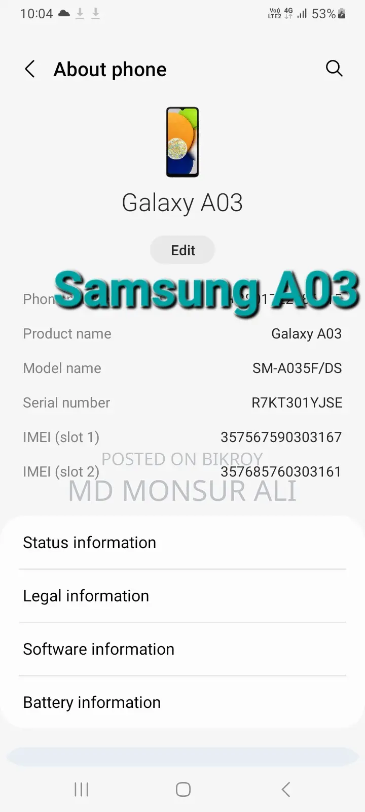 Samsung Galaxy A03 32 GB Black