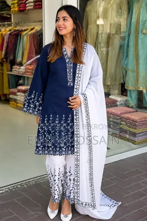 Soft Cotton Embroidery Three Piece | Size 36–46 | COD Available