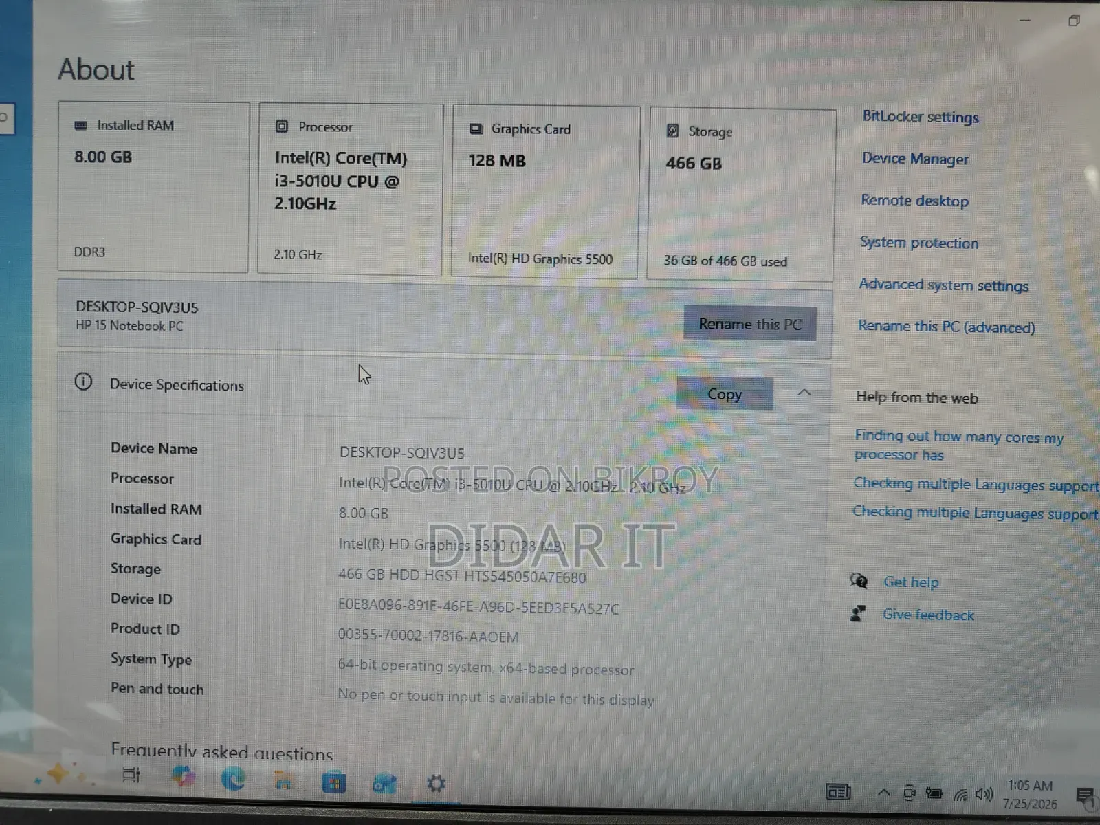 Laptop HP 8GB Intel Core I3 HDD 500GB