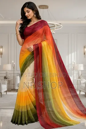 Rainbow Georgette Saree with Blouse Piece