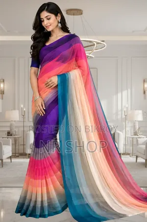 Rainbow Georgette Saree with Blouse Piece